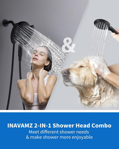 INAVAMZ Shower Head with Handheld High Pressure: Hand Held Shower Head & Rain Shower Head 2-IN-1 Shower Head with 59" Rotatable Stainless Steel Hose, Shower Trim Systems, Sliver 2.5 GPM 15391 Filter