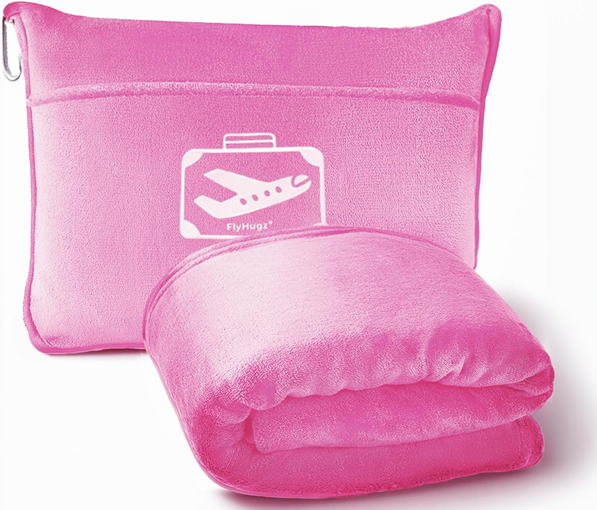 FlyHugz Grey Travel Blanket & Pillow Set (59.1"x47.2") with Carry Case