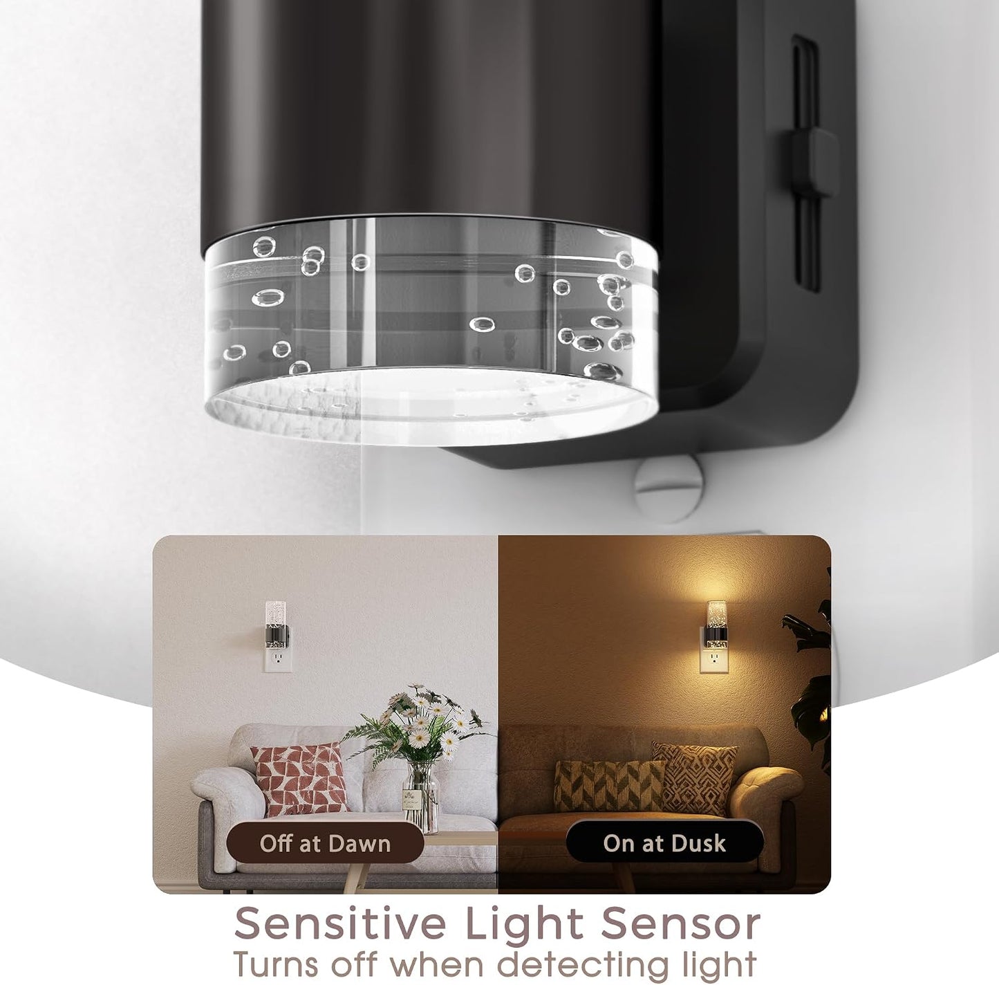 Briignite Night Lights Plug into Wall, Modern LED Night Light Plug in, Dusk to Dawn Sensor,Amber Night Light 0-100LM Adjustable Brightness, Dimmable NightLight for Hallway, Bedroom, Stairway, 2 Pack