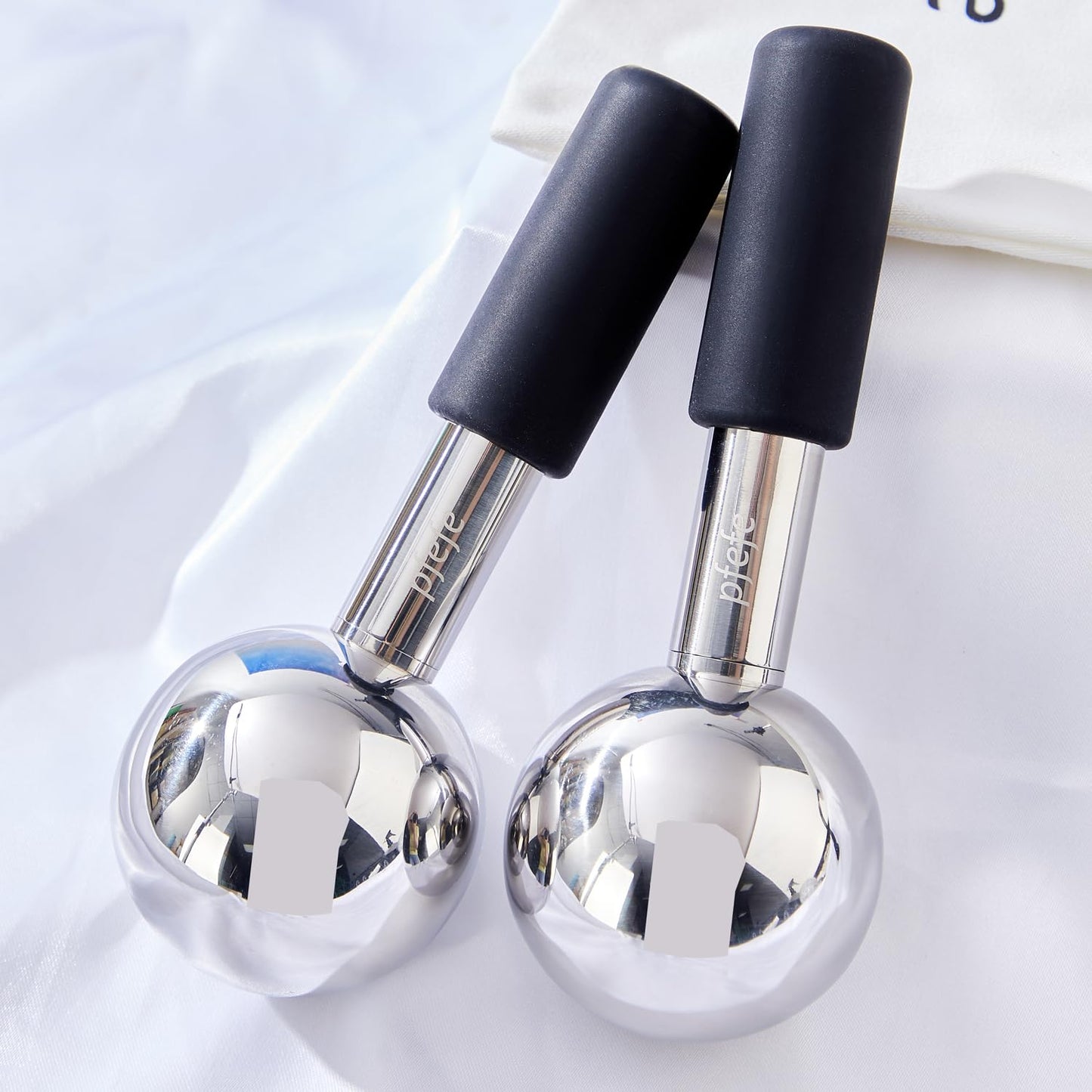 Pfefe 360 Rotating Ice Globes for Face & Eyes, Unbreakable Stainless Steel Cryo Sticks for Beauty Routines, Facials Cold Roller Colling Globes for Puffiness, Wrinkles, Dark Circles, Headaches