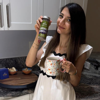 BLUE TEA - Lavender Tea - 1.05 Oz (30+ Cups) Loose | Relaxation & Stress Relief | Calming Tea | Caffeine Free - Herbal Tea - Flower Based - Natural - Non-Bitter | Reusable Pet Jar