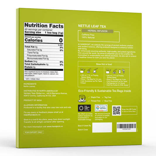 HANDPICK Nettle Leaf Tea (40 Tea Bags) 100% Pure Leaf Tea, No Additives