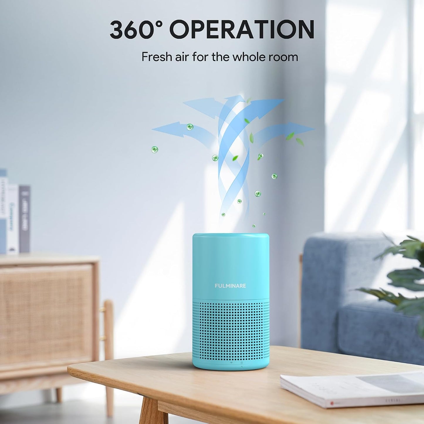 FULMINARE Air Purifiers for Home Bedroom H13 HEPA Air Purifier, 3 Speeds, Timer, 24dB, Small Mini Air Purifier with Night Light, Sage Green