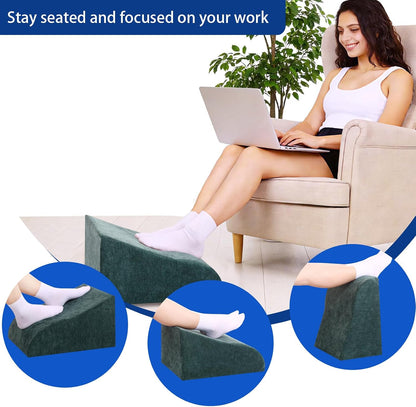 Foot Rest for Under Desk at Work, Ergonomic Under Desk Footrest with Washable Cover for Office, Home & Gaming Leg Elevation Pillow Black