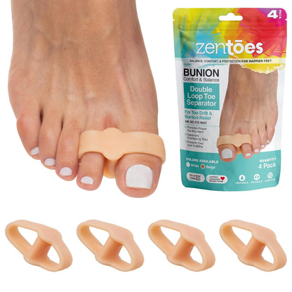 ZenToes Double Loop Gel Toe Spacers, Big Toe Straightener, 1 Pair