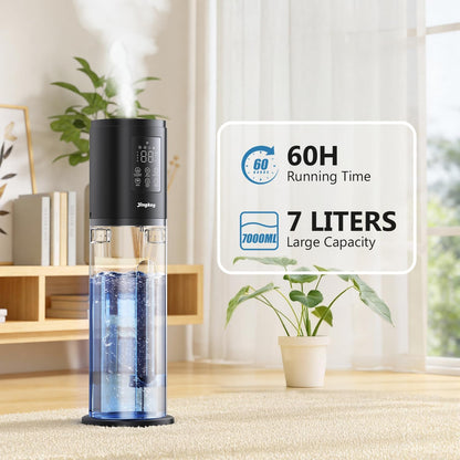 Humidifiers for Bedroom Large Room Humidifiers for Home,7L/1.85Gal Large Humidifier with Smart App & Remote Control, 4 Mist Levels Cool Mist Humidifiers Black
