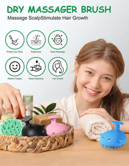 Scalp Massager Hair Growth, Silicone Scalp Scrubber Shower Shampoo Brush | One-Piece Silicone Scalp Exfoliator, Wet & Dry Hair Care, No Seams to Trap Water or Grime, Flakes and Buildup