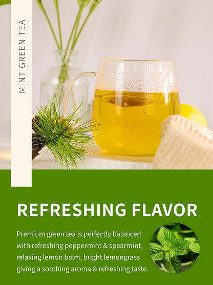 TeeLux Mint Green Tea Bags, Fresh & Smooth Taste, Refreshing Aroma, 50Count
