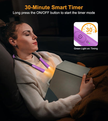 Gritin Book Light,Eye Caring 3 Colors & Stepless Dimming Neck Reading Light