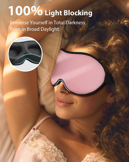 MABAO Weighted Sleep Mask - 100% Blackout Eye Mask for Sleeping for Women Men, 3D Contoured for Lash Extension, Zero Eye Pressure Memory Foam Cover, Soft Gentle Pressure Blindfold for Travel - Black