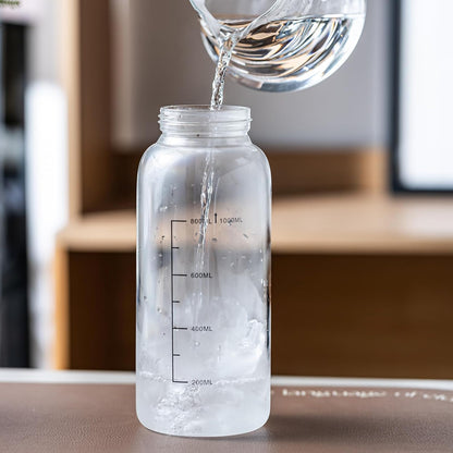 34oz Glass Water Bottle with Capacity Mark & Sleeve, BPA-Free Tea Bottle with Infuser for Hot & Cold Drinks, Tea, Coffee and Water for Gym, Home & Office