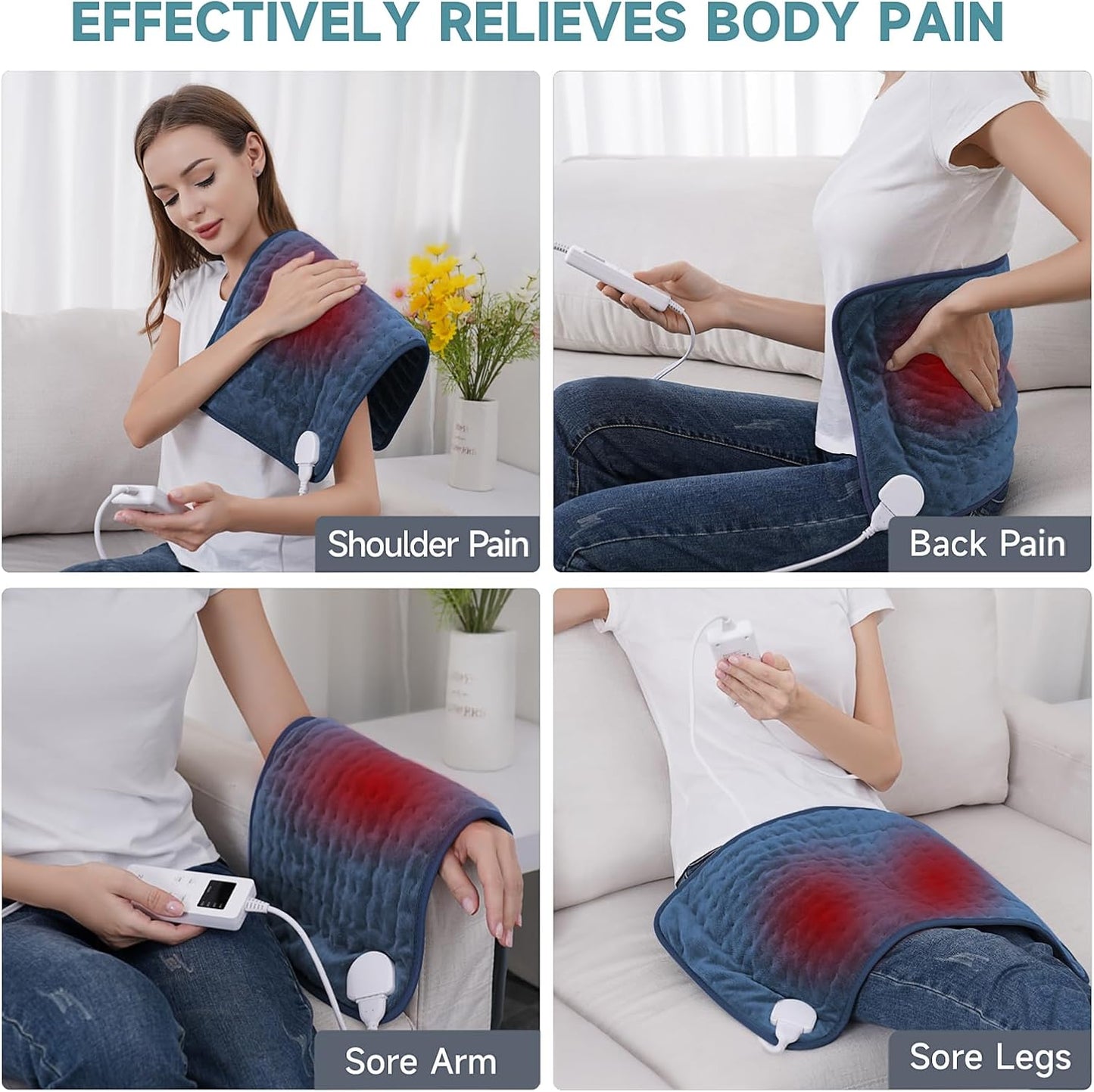 Heating Pad for Back, Neck, and Shoulder Pain Relief, Electric Heat Pad with 6 Heat Levels, Moist Heat Option, Auto Shut-Off, Birthday Christmas Gifts for Women Men Mom Dad Grandma, Gifts for her