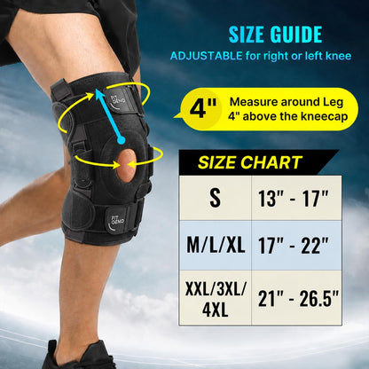 Fit Geno Hinged Knee Brace for Meniscus Tear: Adjustable Knee Support for Knee Pain w/Side Stabilizers & Hinges for Injury or Surgery Recovery - Men and Women