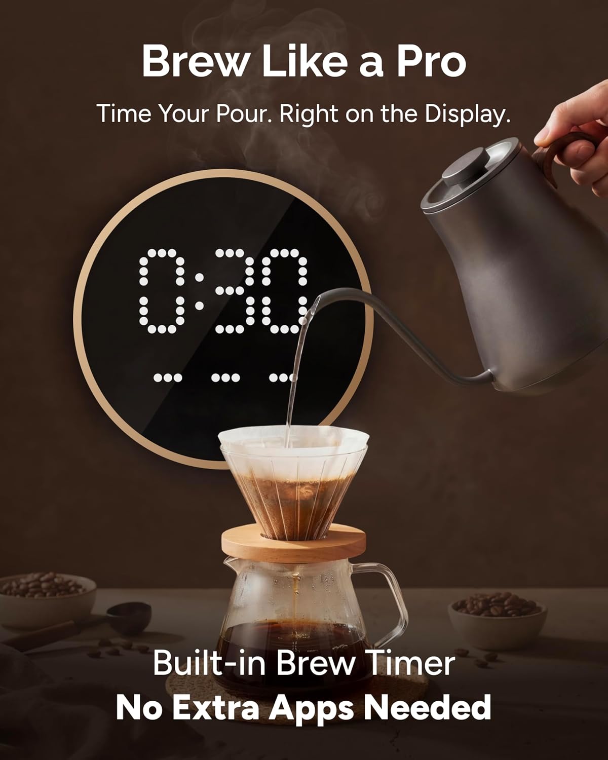 INTASTING Gooseneck Electric Kettle with ±1℉ Temperature Control 0.9 Liter