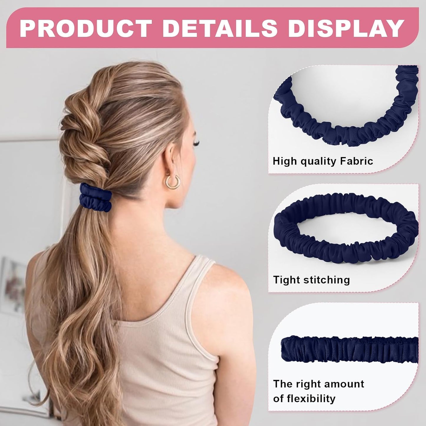 6Pcs Silk Hair Ties 100% Pure Mulberry Silk Scrunchies for Women Girls | No Hair Crease, Anti Frizz, Gentle Hold, No Damage, Black Brown Pink