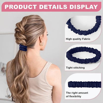 6Pcs Silk Hair Ties 100% Pure Mulberry Silk Scrunchies for Women Girls | No Hair Crease, Anti Frizz, Gentle Hold, No Damage, Black Brown Pink