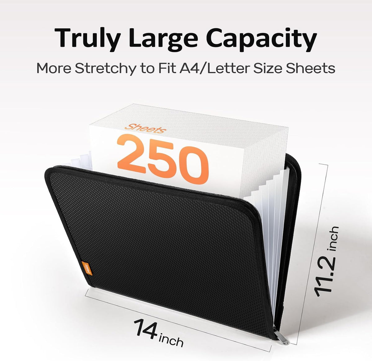 Sooez 13 Pocket Accordion File Organizer, Zipper Expanding File Folder A4