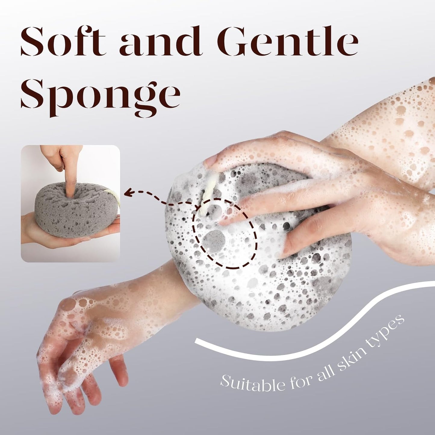 BAIMEI IcyMe Body Bath Sponge for Shower – Soft & Exfoliating, 2-Pack | Soft, Durable & Skin-Friendly Exfoliating Loofah Sponge, Easy To Grip, Rich Lather Quick Rinse, Daily Bath Gifts for Women