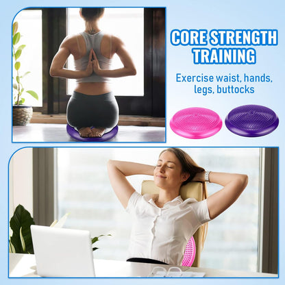 Leitee 3 Pcs Inflated Wobble Cushion Exercise Wiggle Seat for Sensory Flexible Seating Wobble Board Balance Disc Sensory Wiggle Seat Pad for Office Chair with Air Pump