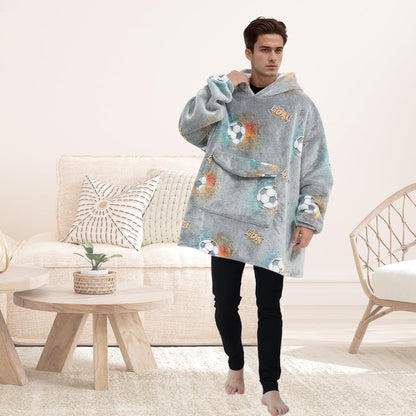 Mewkou Wearable Blanket Hoodie for Adult,Oversized Sherpa Fleece Blanket Hoodie for Women Men,Grey