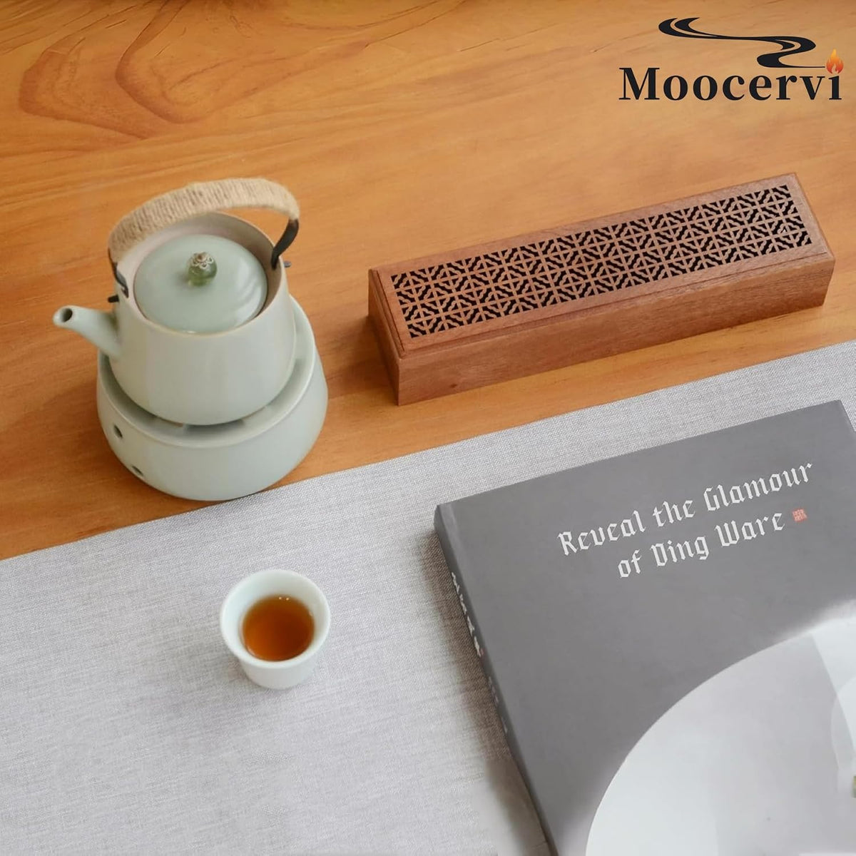 Incense Holder, Wooden Incense-Stick Holder Box with Storage & Ash Catcher,Coffin Incense Bunners for Meditation Yoga Spa Room (Natural Wood)