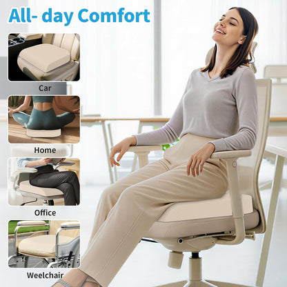 TranquilRelax Large Seat Cushion, Memory Foam Cushion for Long Sitting Hours on Office Chair, Car Seat, Non-Slip Chair Pad for Sciatica, Coccyx, Tailbone Pain Relief & Post-Surgery Recovery (Black)