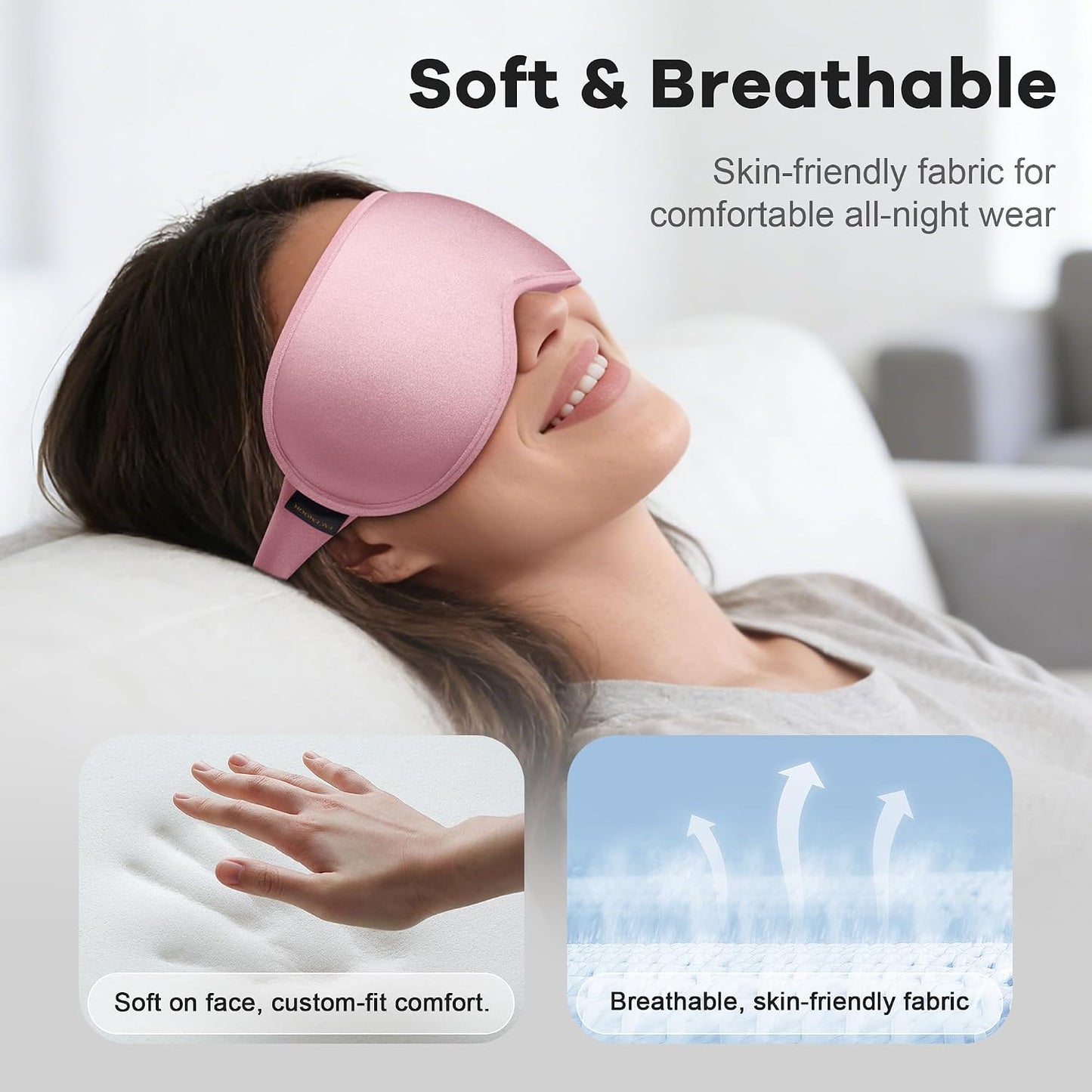Weighted Eye Mask for Sleeping 2 Pack: Gentle Pressure Blackout Sleep Mask with 3D Contoured Cups, Zero Eye Pressure Sleep Mask for Lash Extensions, Memory Foam Travel Mask, Black Pink