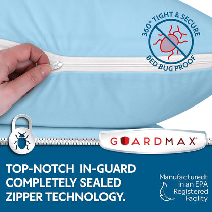Guardmax Jersey Knitted Pillow Protector with Zipper Standard Size - 4 Pack -100% Waterproof, Bed Bug Proof, Dust Mite Proof, & Hypoallergenic Pillow Covers - Premium Zippered Pillow Cases. (20 X 26)