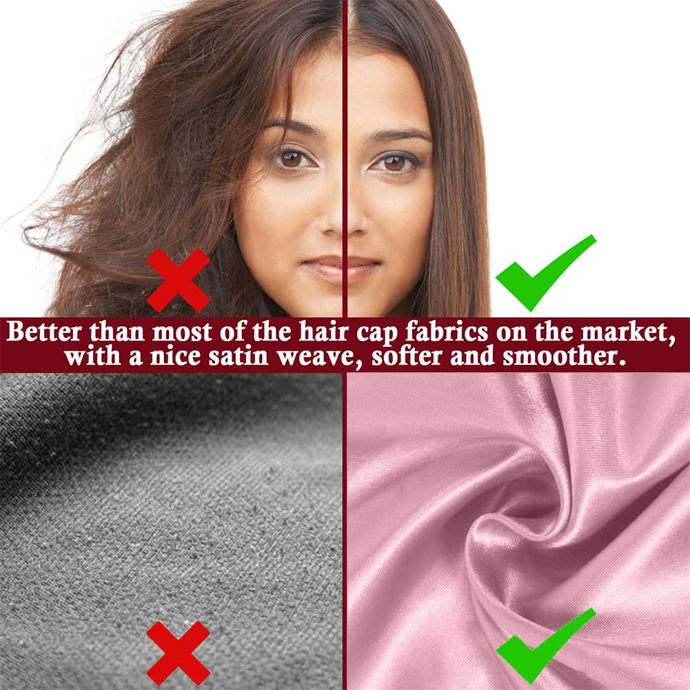 4Pcs Satin Bonnet Silk Bonnet, Hair Bonnet for Sleeping | Elastic Wide Band Silk Sleep Cap, Soft and Breathable, Black Red Purple Gold