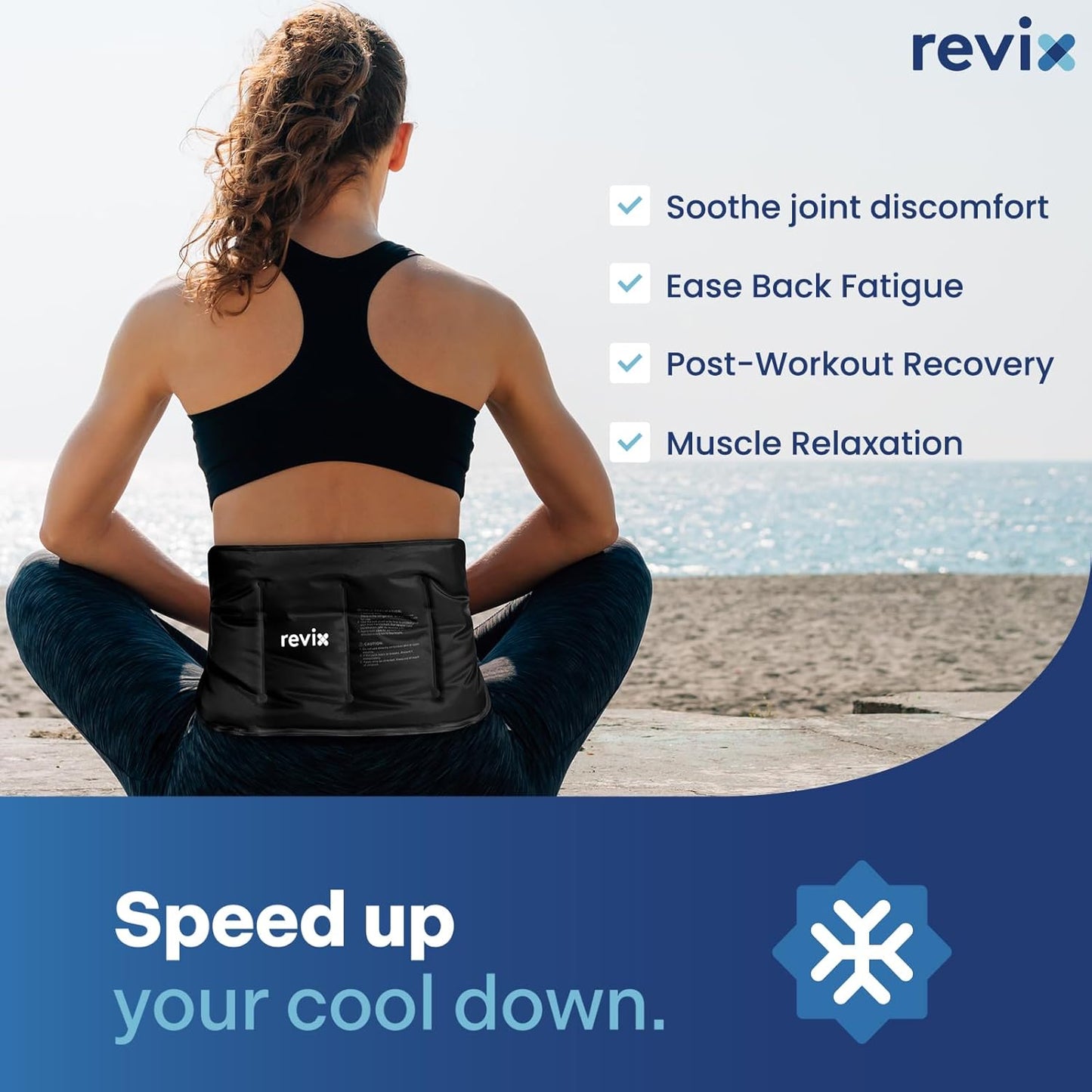 REVIX Ice Pack for Injuries Reusable Gel for Lower Back, Cold Packs for Back Shoulder, Elbow, Hip, Leg, Wrap Around Entire Knee, Soft Cold Compress,16 × 9" Navy