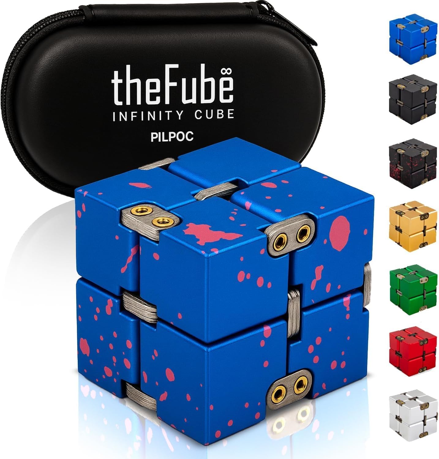PILPOC theFube Fidget Cube, 6-Sided Stress Relief Infinity Cube for Adults & Kids, Boosts Concentration, Mindfulness Aid, Silent & Audible Modes, Stocking Suffers for Boys, Kids and Adults (Midnight)