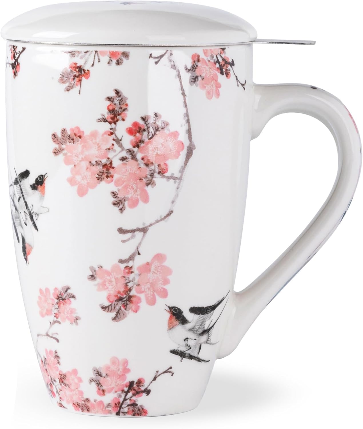 AmorArc 18oz Porcelain Tea Mug with Infuser & Lid, Loose Leaf Tea Cup with Stainless Steel Strainer, Large Coffee Mug Gift for Women, Tea Lovers, Home & Office