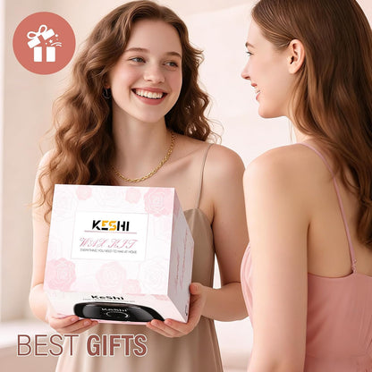 KeShi Waxing Kit, Painless Hair Removal Wax Warmer with 6 Bags Hard Wax Beans for Full Body, Legs, Face, Eyebrows & Bikini— Ideal for Both Women & Men