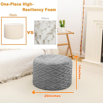 Round Pouf Ottoman 20 x 20 x 14 Inches Boho Poof Home Decor Floor Pouffe Ottoman Foot Rest for Couch Sofa Bean Bag Chairs Living Room Bedroom (Green)