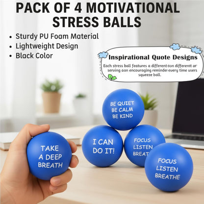 Ceenna 4 Pcs Motivational Balls for Adults Anxiety Relief, Black