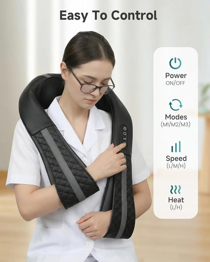 Snailax Cordless Massager - Shiatsu Neck and Shoulder Massager with Heat, FSA Eligible, Portable, Lumbar, Back Electric Massage Pillow, Gift for Woman, Mom, Dad