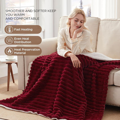 Westinghouse Heated Throw Blanket, Electric Blanket Throw with 6 Heating Levels and 2-10 Hours Time Settings, Flannel to Sherpa Super Cozy Heated Blanket Machine Washable, 50x60 inch, Charcoal