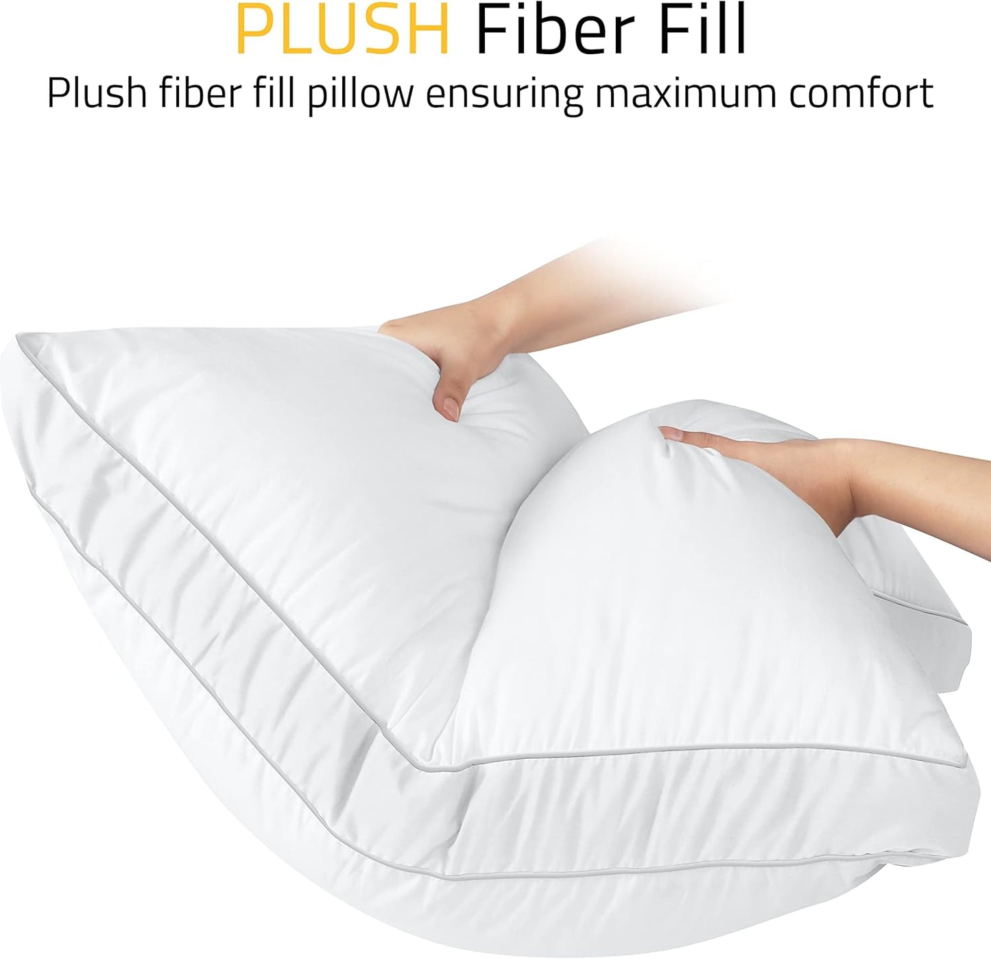 Utopia Bedding Down Alternative Bed Pillows for Sleeping Queen Size (White), Set of 2, Soft & Fluffy Pillow with Cooling, Hotel Quality, Gusseted Pillow for Back, Stomach or Side Sleepers