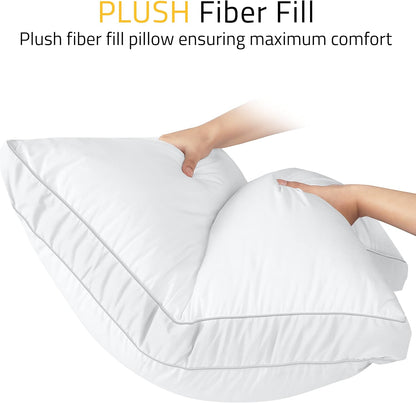 Utopia Bedding Down Alternative Bed Pillows for Sleeping Queen Size (White), Set of 2, Soft & Fluffy Pillow with Cooling, Hotel Quality, Gusseted Pillow for Back, Stomach or Side Sleepers