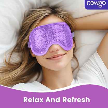 NEWGO Cooling Eye Mask for Puffy Eyes, Cold Eye Mask Eye Ice Pack for After Eyes Surgery, Tension Stress Relief, Itchy Eyes, Headaches, Dark Circles - Blue