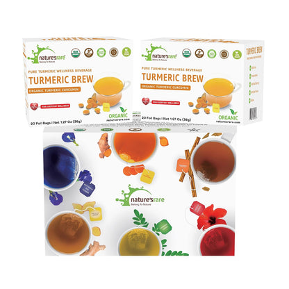 Pure Ceylon Turmeric Brew - 100% Organic Ceylon Turmeric + Black Pepper Tea Bags (40 Sachets - pack of 2 – 20 COUNT PER BOX)