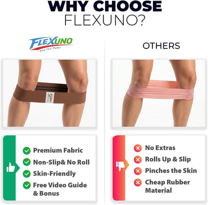 HABBY Sport Fabric Resistance Bands Set of 4 - Non-Slip Thick Fabric Booty Workout Loop Bands for Legs, Glutes, Home Gym, Physical Therapy, Strength Training - Unisex - FLEXUNO