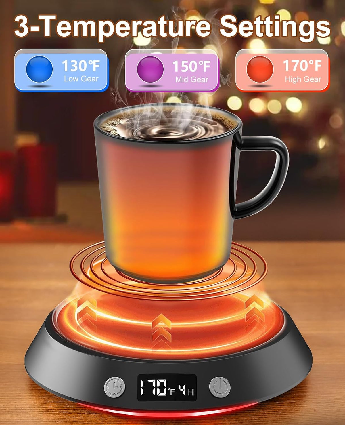 Kepwam Mug Warmer for Desk, Coffee Warmer with 3 Temp Settings & 2-9H Timer