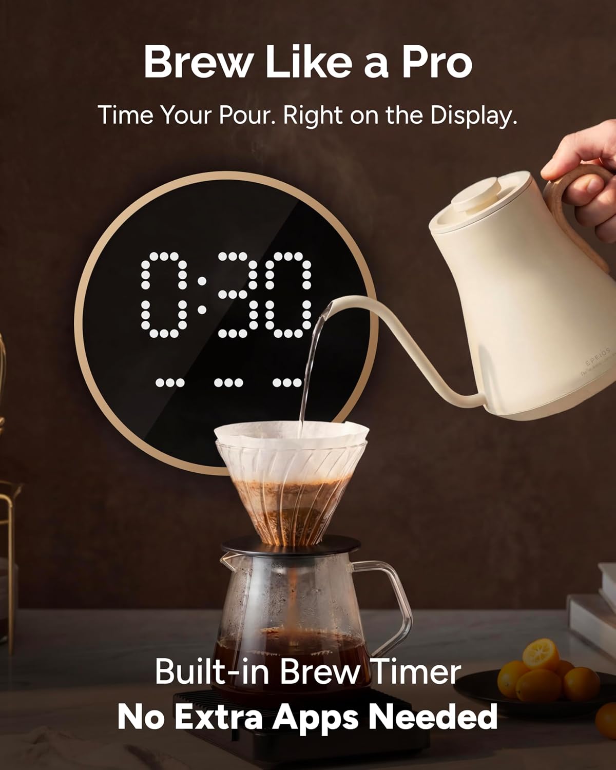 INTASTING Gooseneck Electric Kettle with ±1℉ Temperature Control 0.9 Liter
