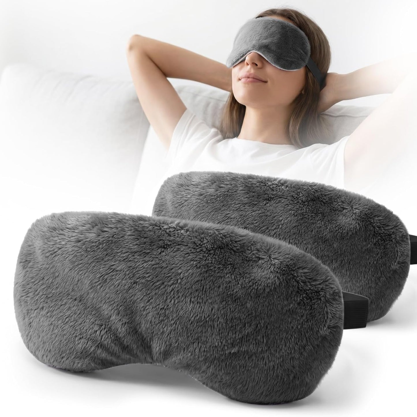 Heated Eye Mask for Dry Eyes, Steam Warm Compress for Stye Eye Treatment, Relieve, Hot Compress, Moist Heat Mask for Blepharitis (Steel Grey)