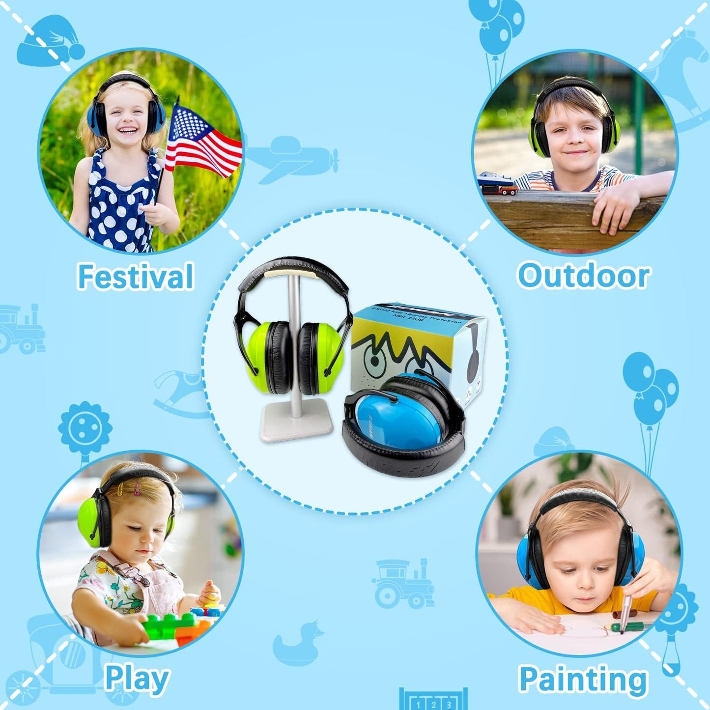 ZOHAN EM030 Kids Ear Protection, Noise Cancelling Headphones Ear Muffs for Autism Sensory, Safety Noise Reduction Hearing Protection for Monster Truck/Concerts/Fireworks/Air Shows