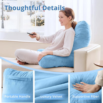 Sasttie Reading Pillows for Sitting in Bed Adult, Back Pillow Bed Sitting Up, Back-Rest Support Cushion for Sit Up on Couch, Sofa, and Floor, Dorm Essentials, Oeko-Tex Certified, Dark Grey