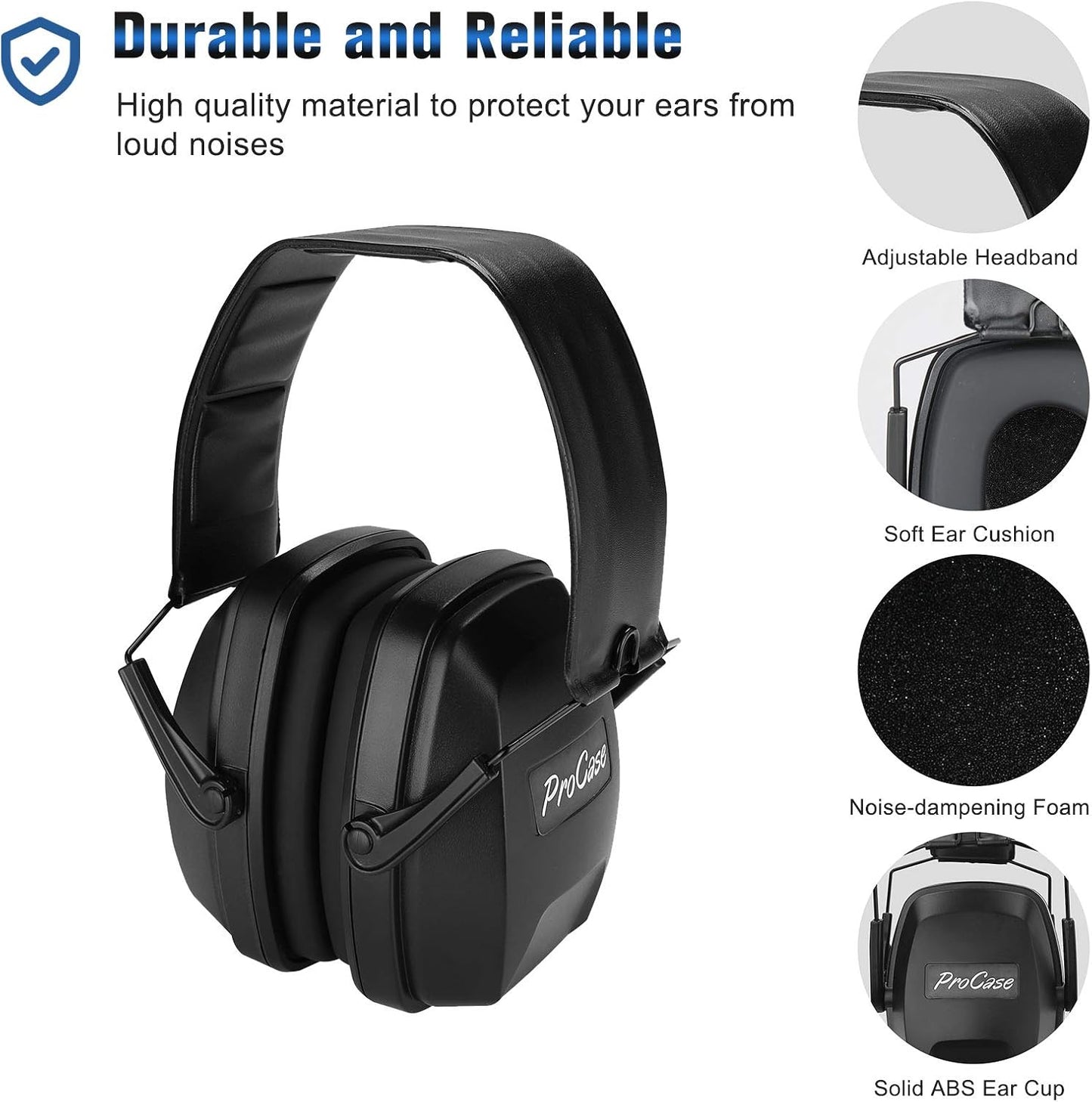 ProCase Extra Large SNR 37dB Noise Cancelling Headphones, Hearing Protection Ear Muffs for Noise Reduction NRR 35dB