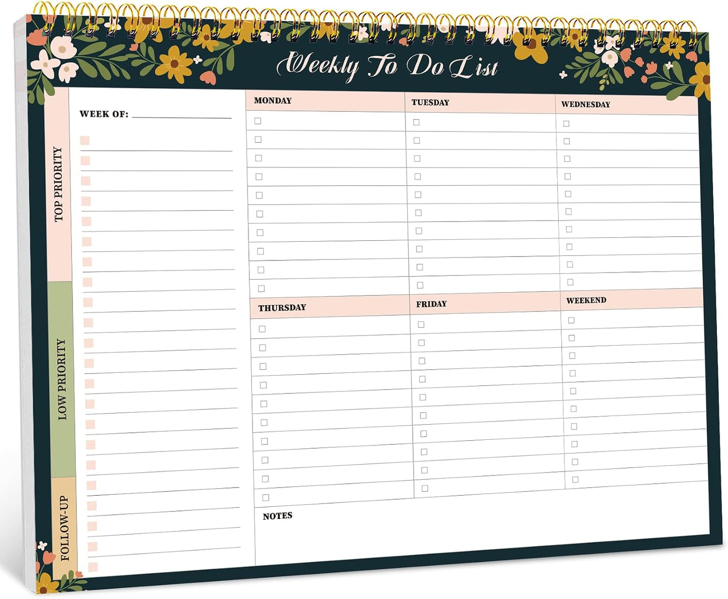 Taja Weekly To Do List Notepad with 52 Undated Sheets（8.5"×11"）- Weekly Desk Planner for Women & Man, Work and Home -1 Pack Violet Dream