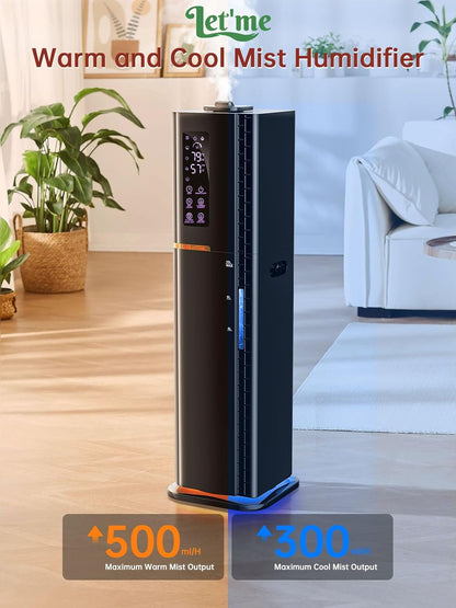2.64Gal Humidifiers for Bedroom, Warm and Cool Mist up to 500ft², Top Fill Diffuser Ambient Light, 3 Mist Modes, 24H Timer, 35dB Quiet Humidifier for Large Room Home Office Plants
